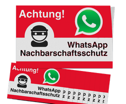 WhatsApp - Achtung Nachbarschaftsschutz Aufkleber (10 Stück) - Rot