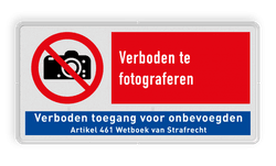 Verbodsbord P029 - Verboden te fotograferen en verboden toegang