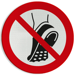 Veiligheidspictogram P035 - Schoenen met metalen noppen verboden - reflecterend