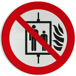 Veiligheidspictogram P020 - Bij brand lift niet gebruiken - reflecterend