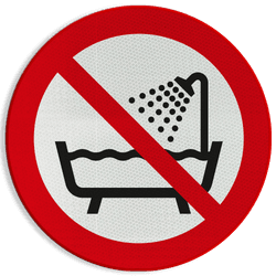 Veiligheidspictogram P026 - Verboden object onder douche of in bad te gebruiken