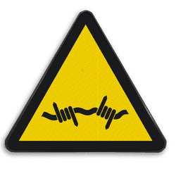 Autocollant ou panneau - W033 - Fil barbelé