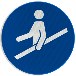 Veiligheidspictogram M012 - Hand aan reling verplicht - reflecterend
