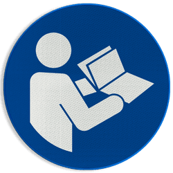 Veiligheidspictogram M002 - Instructies lezen verplicht - reflecterend