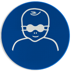 Veiligheidspictogram M025 - Opaak oogbescherming verplicht voor kinderen - reflecterend