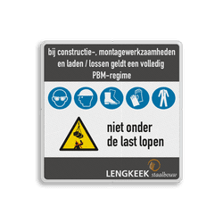 Vierkant Veiligheidsbord PBM met klant specifiek ontwerp