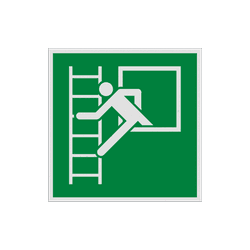 Veiligheidspictogram E016 - Vluchtraam met brandladder - reflecterend