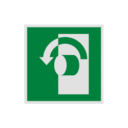 Veiligheidspictogram E018 - Draai linksom om te openen - reflecterend