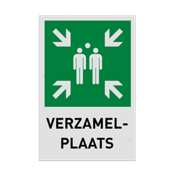 Veiligheidspictogram E007 - Verzamelplaats met tekst - reflecterend