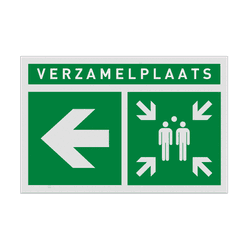 Veiligheidspictogram E007 - Verzamelplaats links - reflecterend