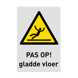Veiligheidspictogram W011 - Gevaar voor glad oppervlak met tekst - reflecterend