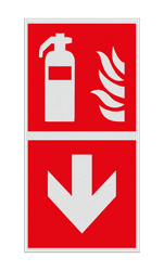 Pictogramme de s&eacute;curit&eacute; F001 - Direction extincteur - r&eacute;tror&eacute;fl&eacute;chissant