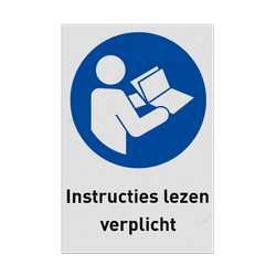 Veiligheidspictogram M002 met tekst - Instructies lezen verplicht - reflecterend