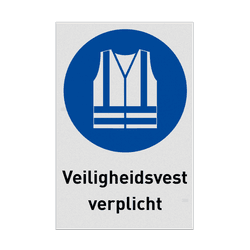 Veiligheidspictogram M015 met tekst - Veiligheidsvest verplicht - reflecterend