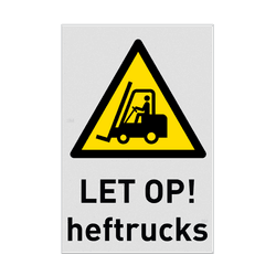 Veiligheidspictogram W014 met tekst - Gevaar voor industriële voertuigen - reflecterend