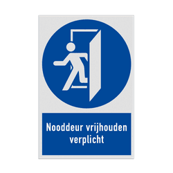 Veiligheisdpictogram MG30 - Nooddeur vrijhouden verplicht - reflecterend