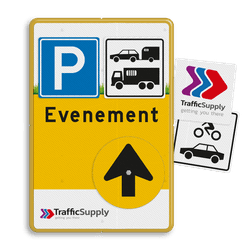 Parkeerbord Evenement - met tekst en draaibare pijl