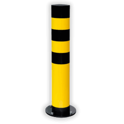 Verende Rampaal Ø159x965mm met voetplaat, geel/zwart