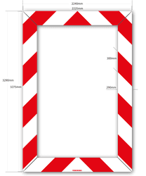 25135 - Kaderrand NL 3275x2225x290mm rood/wit 45 graden met logo - Klasse 3 - HERANTE