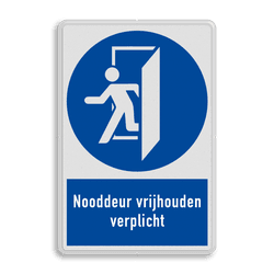 Veiligheidsbord MG30 met tekst Nooddeur vrijhouden verplicht