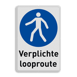 Veiligheidsbord M024 met tekst Verplichte looproute