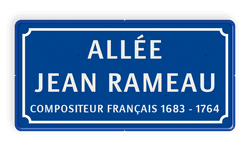 Blauw straatnaambord - Frans model