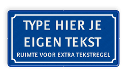Tekstbord 2:1 met klassiek kader blauw/wit - reflecterend