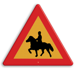 Zweeds verkeersbord Waarschuwing Overstekende paarden / ruiters