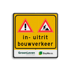 Routebord vierkant bouwverkeer + logo
