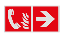 Haaks bord F006 - Richting Telefoon voor brandalarm