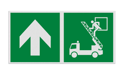 Haaks bord E017 - Vluchtraam zonder brandladder verwijzing