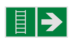 Haaks bord E059 - Vluchtladder verwijzing