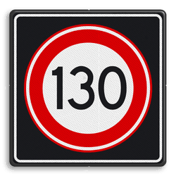 Verkeersbord RVV A01 130s - Maximum snelheid 130 km/h
