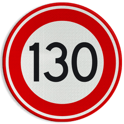 Verkeersbord RVV A01-130 - Maximum snelheid 130 km/h