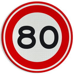 Verkeersbord RVV A01-080 - Maximum snelheid 80 km/h
