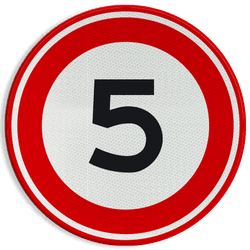 Verkeersbord RVV A01-5 - Maximum snelheid 5 km/h