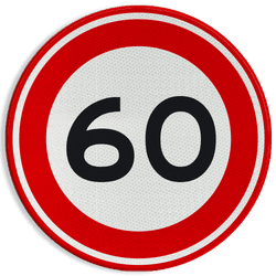 Verkeersbord RVV A01-060 - Maximum snelheid 60 km/h
