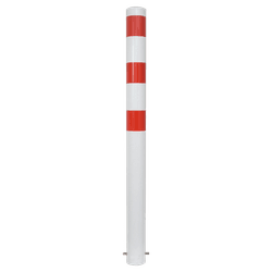Rampaal Ø102x900mm met grondmontage, wit/rood