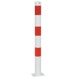 Rampaal Ø102x900mm met vaste voetplaat - wit/rood
