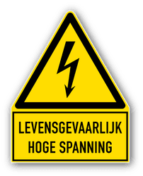 Veiligheidspictogram W012 met tekst -  Levensgevaarlijk hoge spanning - reflecterend