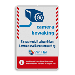 Informatiebord camerabewaking klantspecifiek met logo - reflecterend