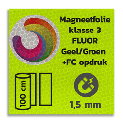 Magneetbord reflecterend FLUOR Geel/Groen klasse 3 geprint + full colour opdruk