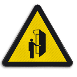 Autocollant ou panneau - Risque d'ouverture de la porte