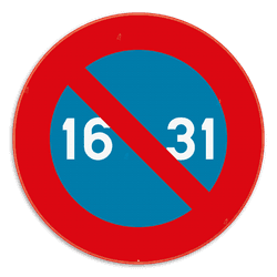 Verkeersbord SB250 E7 - Parkeerverbod van de 16e tot het einde van de maand