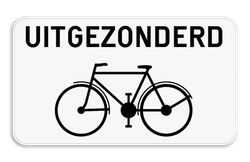 Verkeersbord SB250 M2 onderbord - Uitgezonderd fietsers - 400x200mm