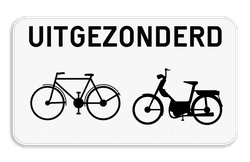 Verkeersbord SB250 M3bis onderbord - Uitgezonderd fietsers en bromfietsers 700x400 mm