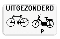 Verkeersbord SB250 M11 onderbord - Uitgezonderd fietsers en speed pedelecs - 700x400 mm
