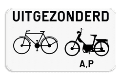 Verkeersbord SB250 M12 - Uitgezonderd fietsers, bromfietsers klasse A en speed pedelecs