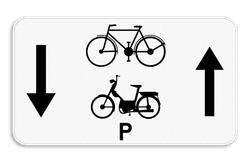 Verkeersbord SB250 M17 onderbord - Fietsers en speed pedelecs mogen in 2 richtingen - 700x400mm