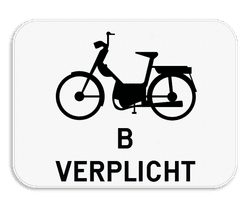 Verkeersbord SB250 M6 onderbord - Verplichting voor bromfietsen klasse B - 400x300 mm